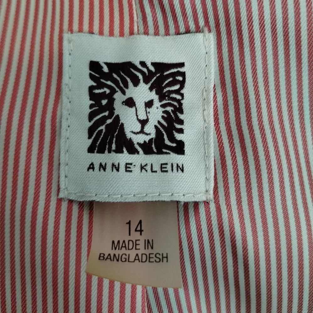 Anne Klein Blazer 14 Black One Button